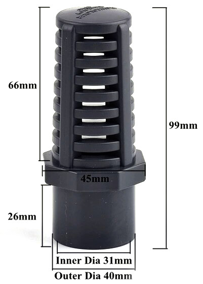 Aquarium Strainer 40mm Outer Diameter Slip Type
